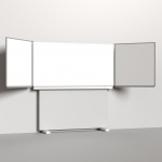 Klapp-Schiebetafel wandmontiert, Stellfuß, Mittelfläche 200x100 cm, Stahlemaille weiß 